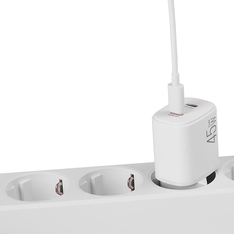 Сетевое зарядное устройство Brevia ePowerGaN PD45W 2xUSB-C белый - фото 4 Сетевое зарядное устройство Brevia ePowerGaN PD45W 2xUSB-C белый - фото 4