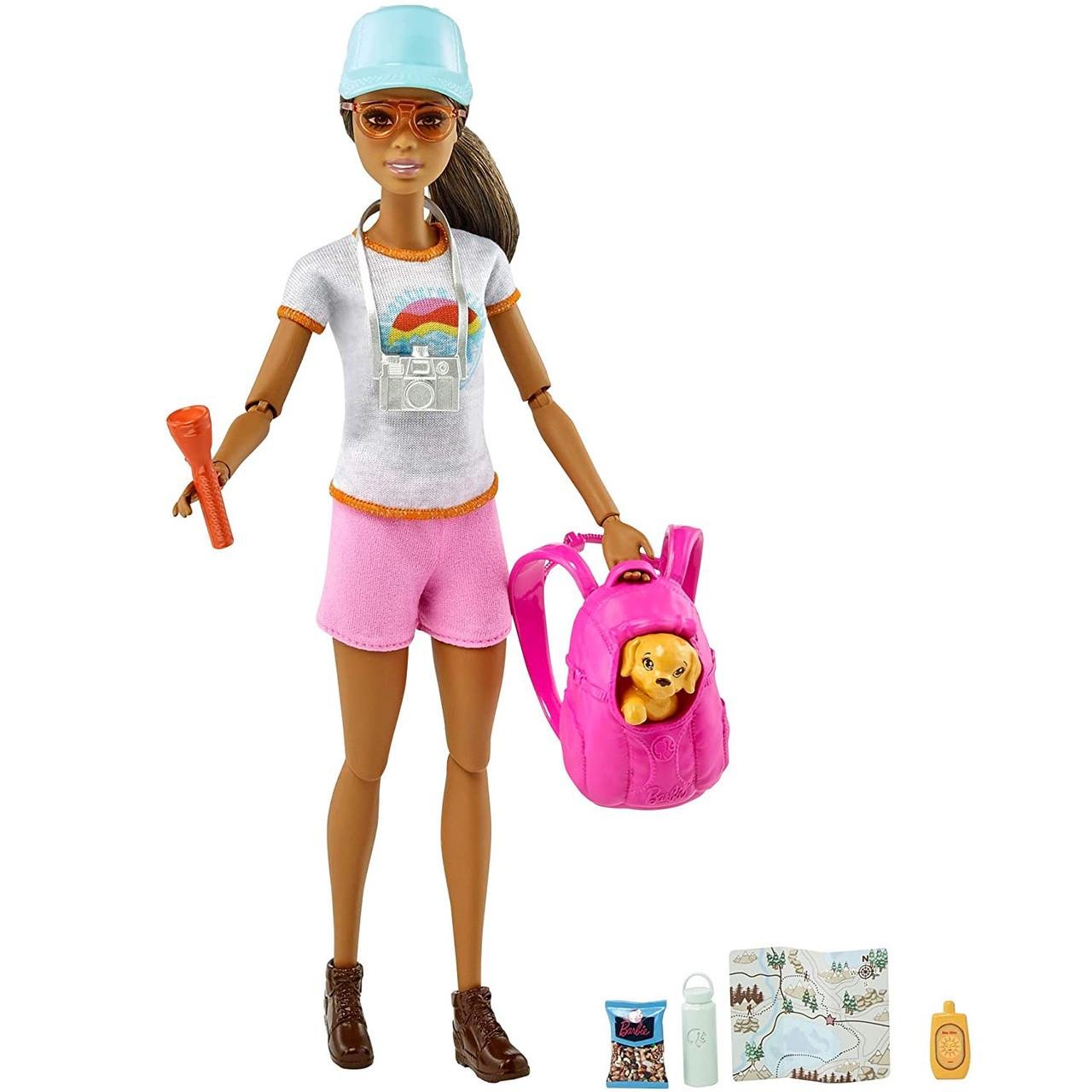 Кукла Barbie Активный отдых Брюнетка с щенком (GRN66)