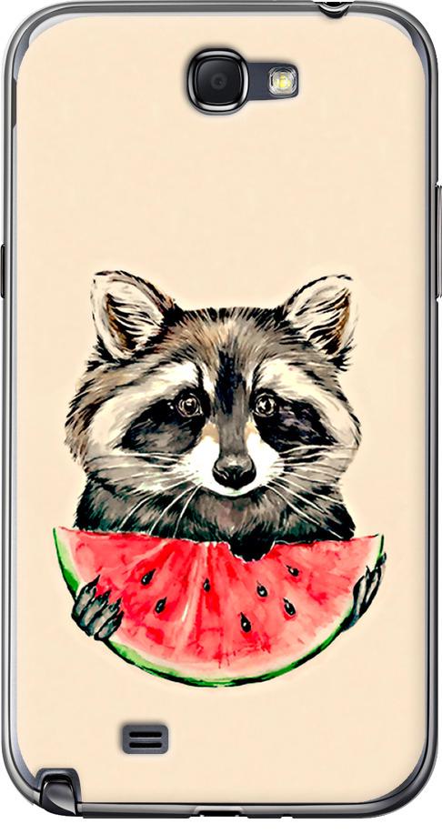 Чехол на Samsung Galaxy Note 2 N7100 Енотик с арбузом (4605t-17-42517) Чехол на Samsung Galaxy Note 2 N7100 Енотик с арбузом (4605t-17-42517)