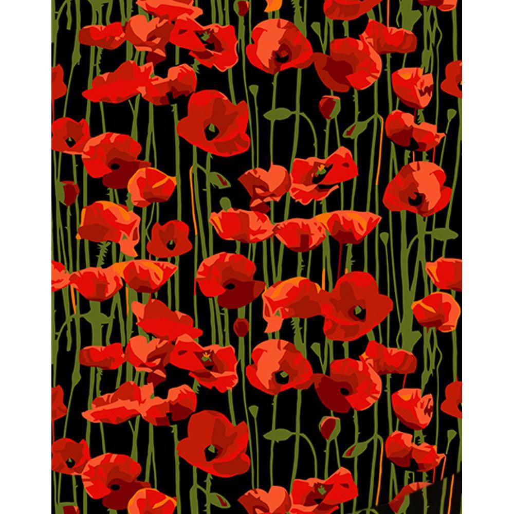 Картина по номерам Strateg Премиум Поле маков на черном фоне 40x50 см (Str-AH1023)