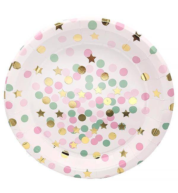 Одноразовые тарелки Confetti color 10 шт 18 см Одноразовые тарелки Confetti color 10 шт 18 см