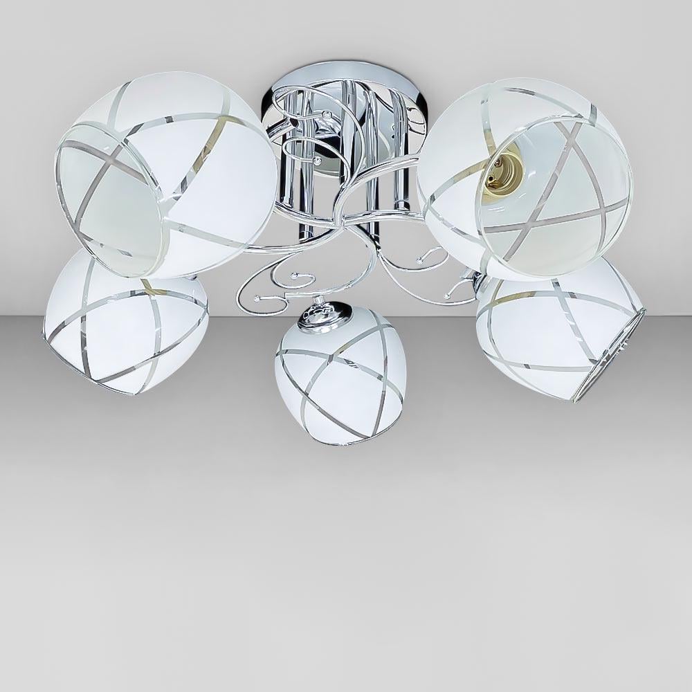 Люстра стельова Light House SRS-20384/5 білі плафони з прозорим Хром