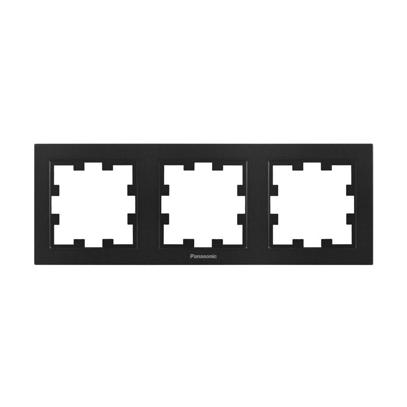 Рамка для розеток трехместная Panasonic Karre Plus 55 ABS горизонтальная Черный (WDTF08032B UA1) - фото 1