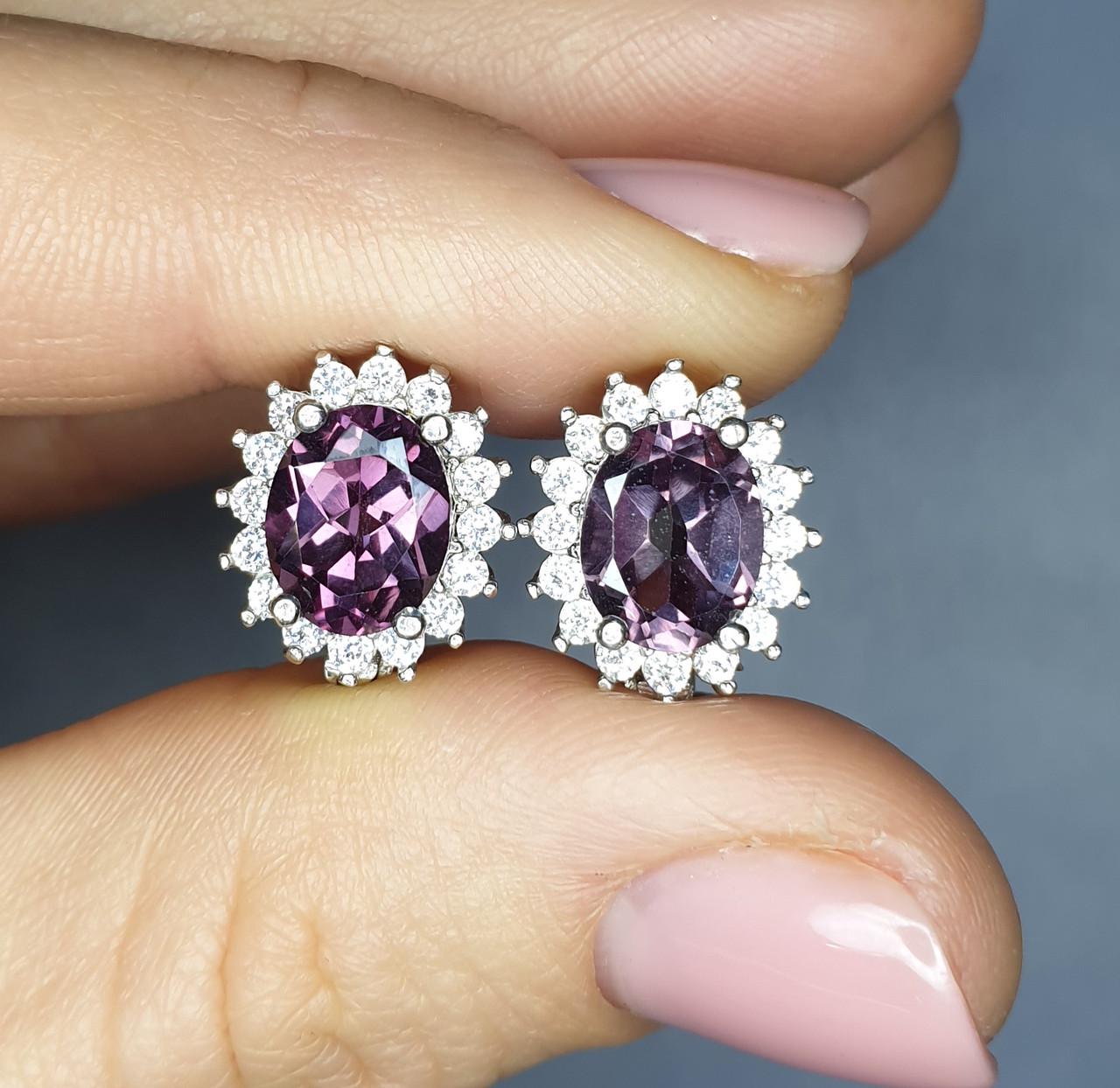 Серьги серебряные с александритом 6,67 г (1384568740)