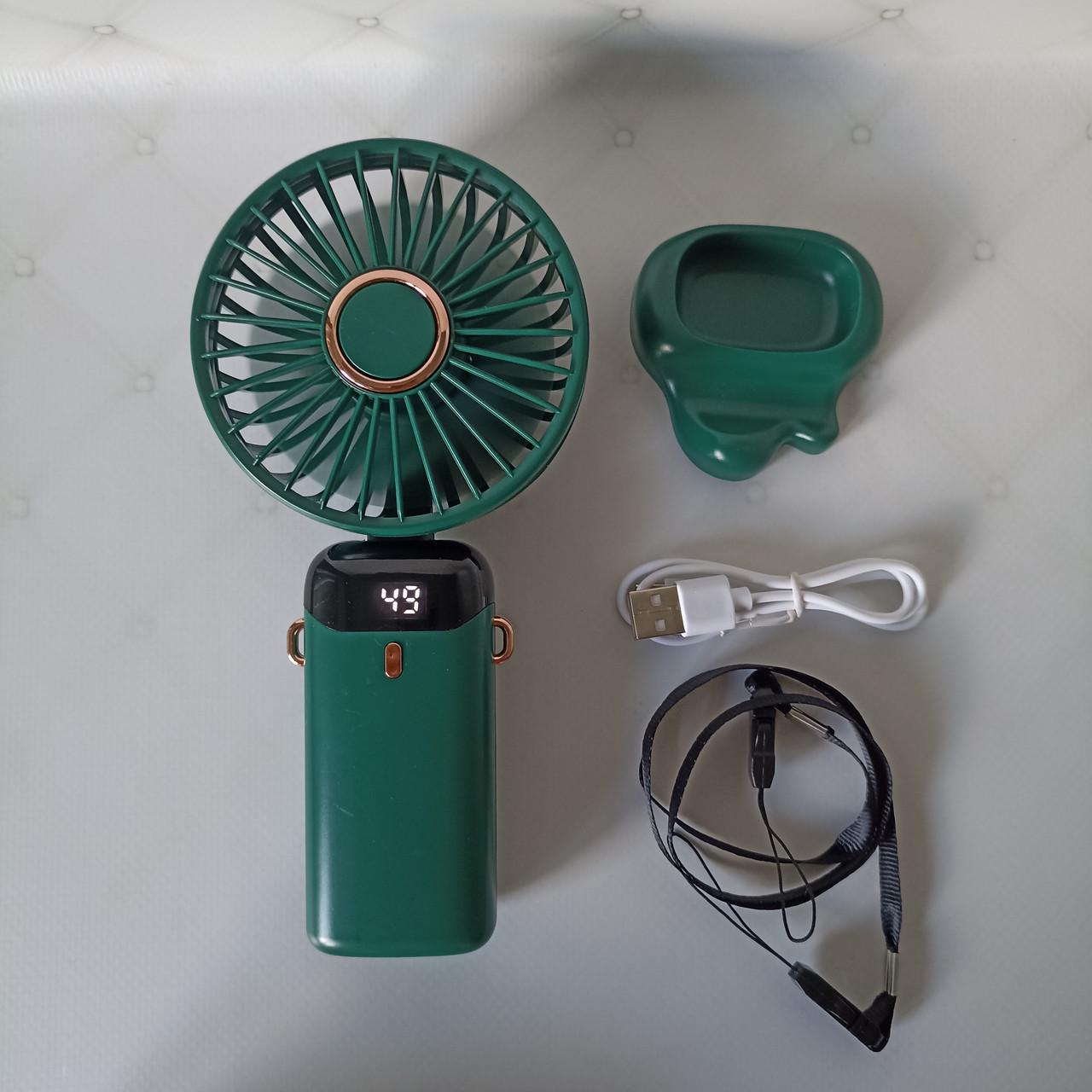 Міні-вентилятор з підставкою для телефону LCD Зелений (28525865) Міні-вентилятор з підставкою для телефону LCD Зелений (28525865)