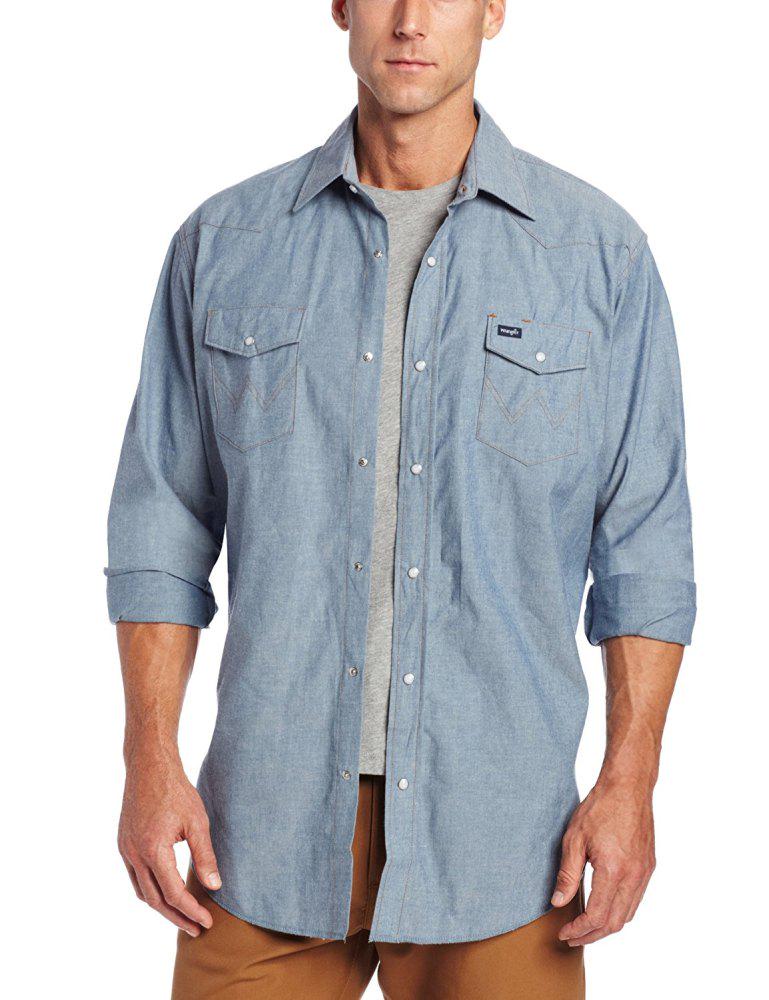 Рубашка джинсовая Wrangler Chambray L Blue (MS70919) - фото 2