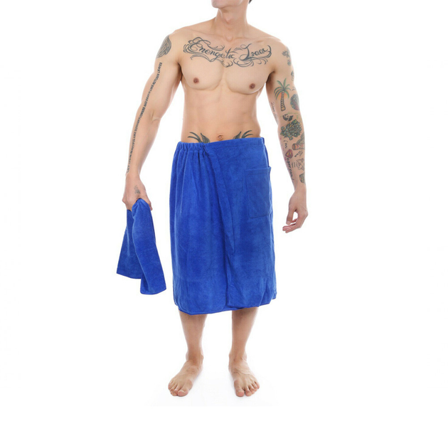 Рушник банний на запах з липучкою 155х65 см Синій (2795097739)