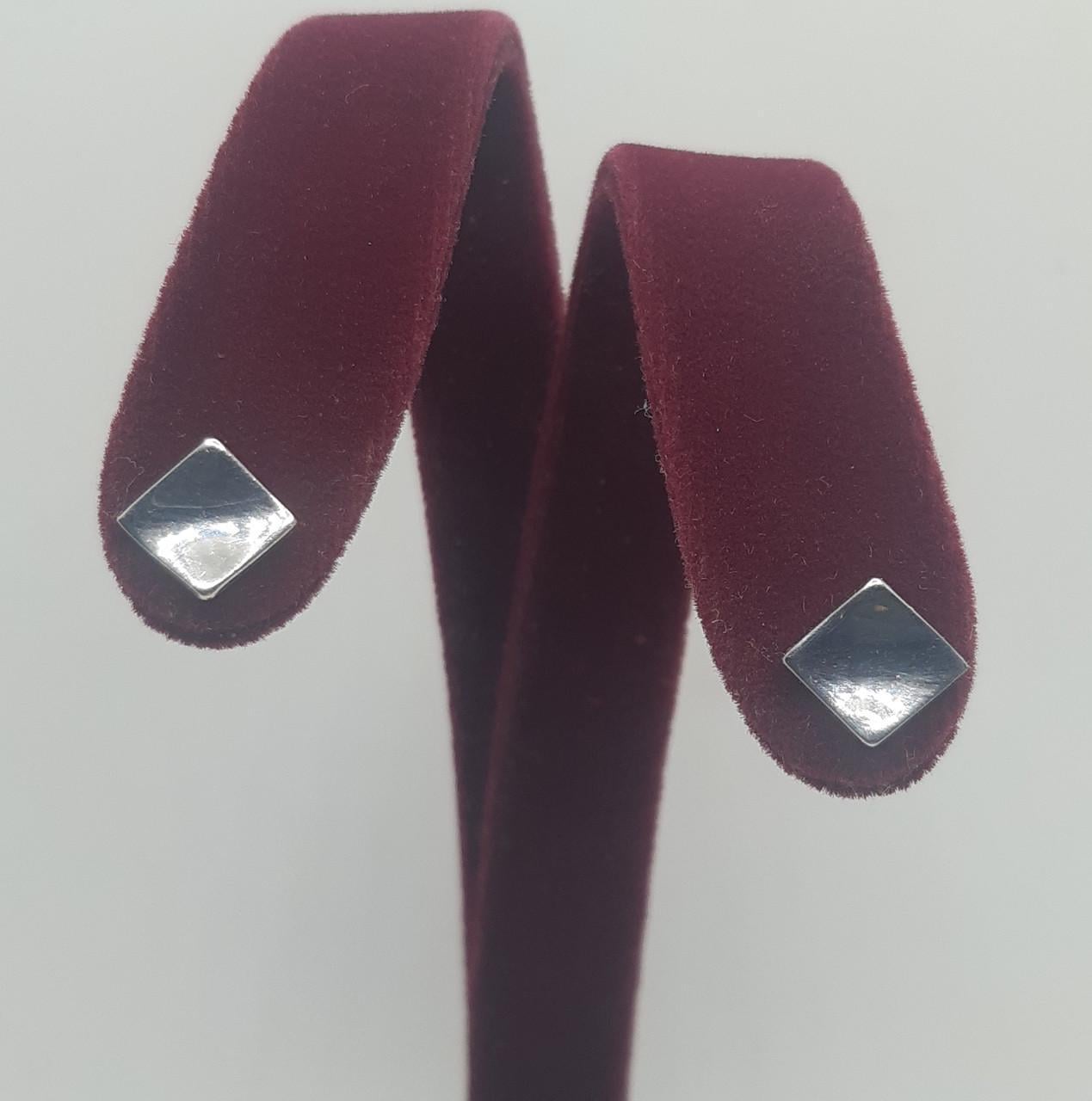 Серьги серебро винтики квадраты родий 925° 1,75 г (913-2079р)