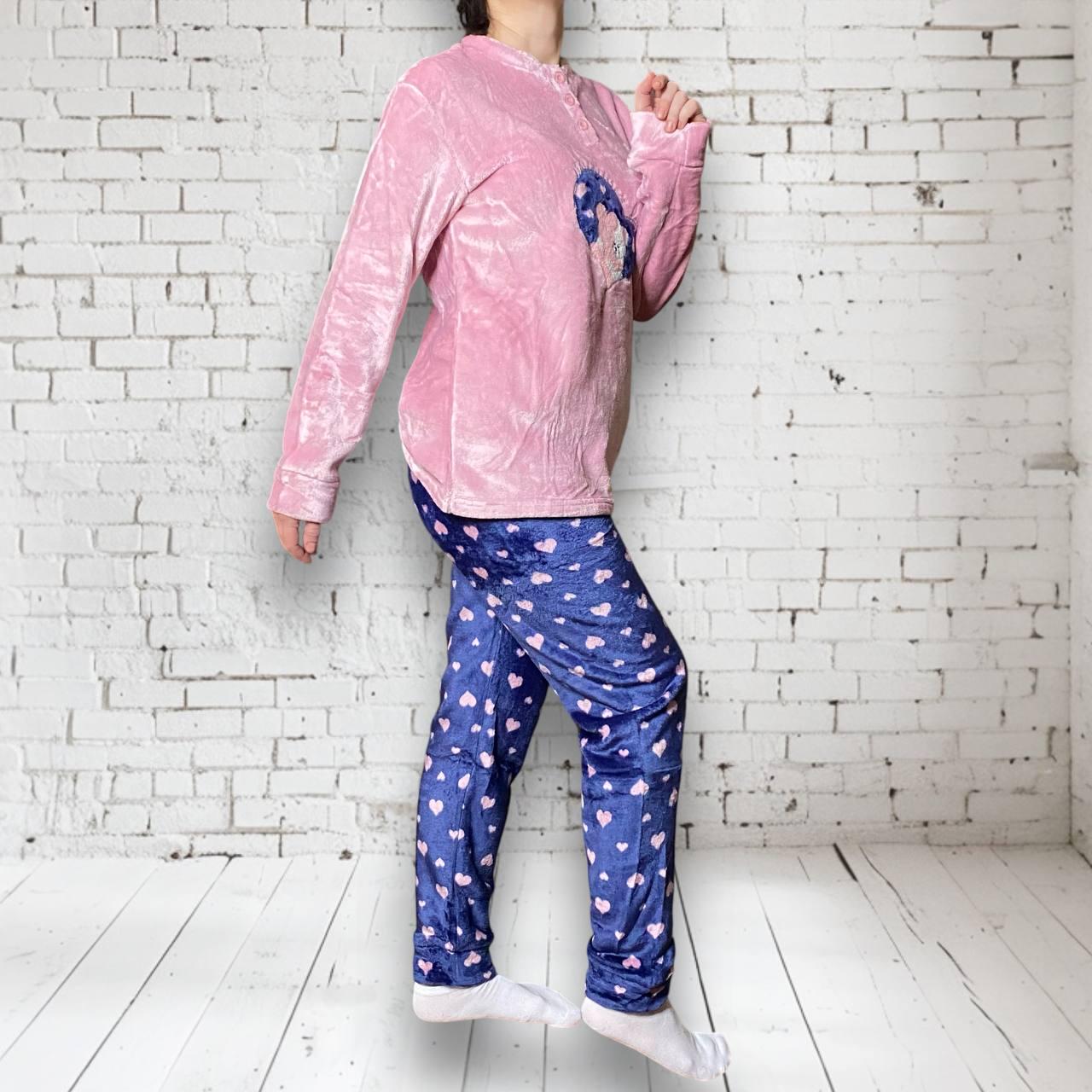 Пижама женская теплая Valentine's Day Сердце плюшевая XL (X12593) - фото 2