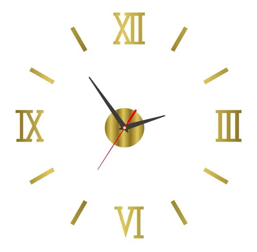 Часы настенные 3D Римские цифры Золотой (cd46fc56)