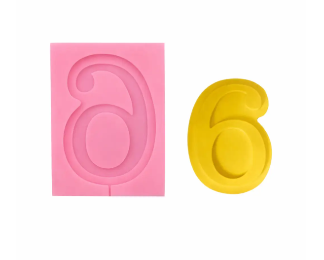 Молд силиконовый цифра 6 универсальный 65x90 мм Розовый (40774)