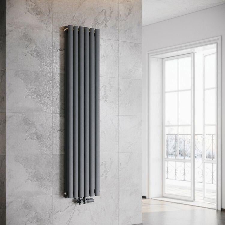 Радиатор Rastas Aurora стальной двойной 1200 Вт 1600x360 мм вертикальный Антрацитовый (RR-UT1600360DA)