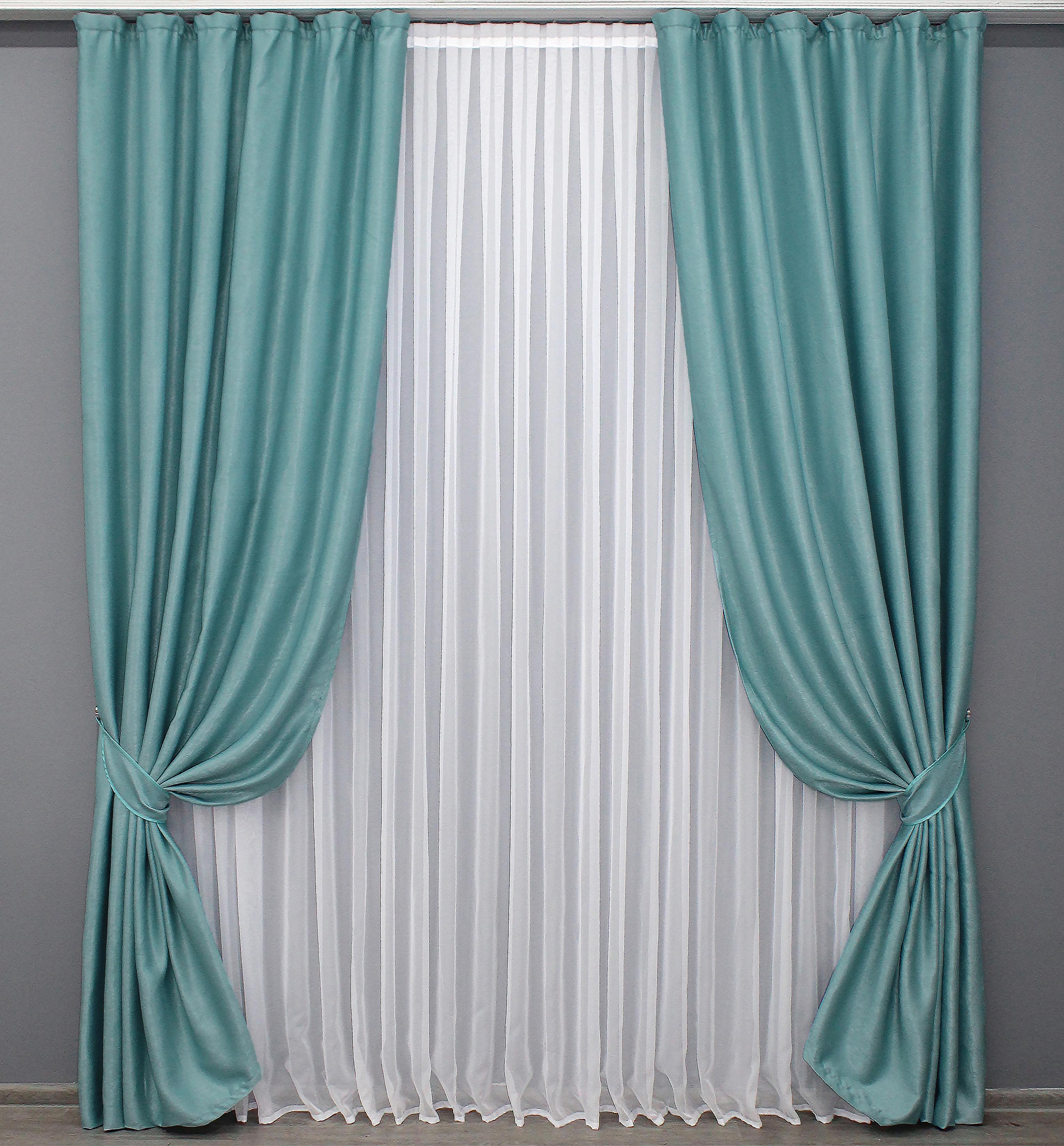 Комплект готовых штор VR-Textil Парма №1339ш 100х270 см 2 шт. Голубой (31-587)