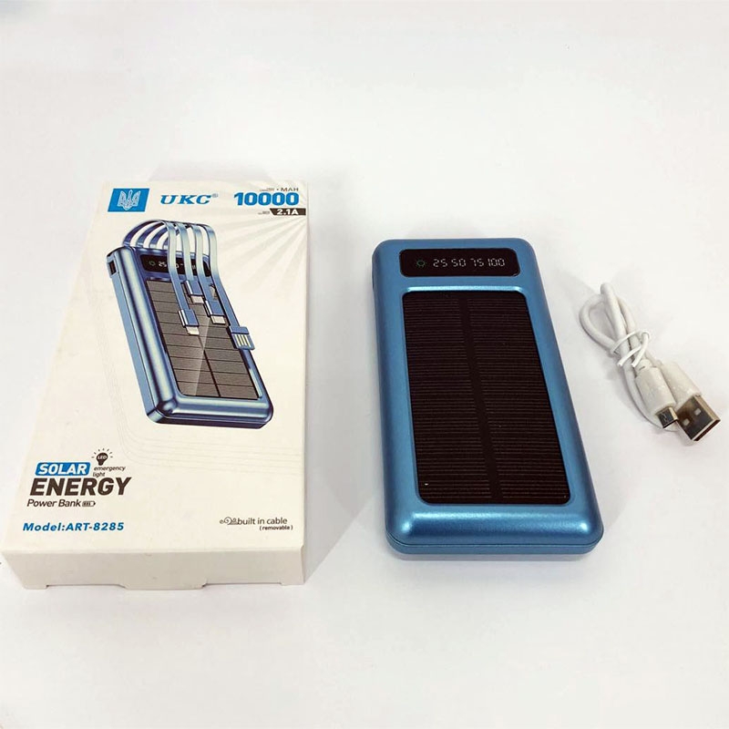 Повербанк UKC Solar 8285 із сонячною панеллю 10000 mAh Blue (13465959) - фото 14