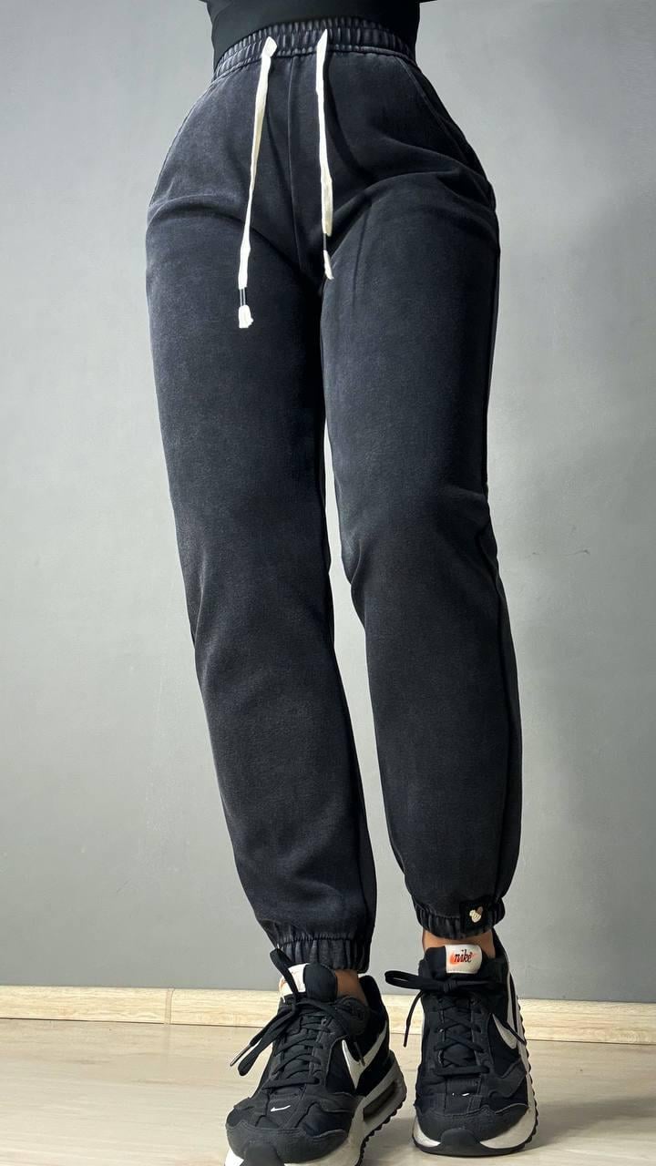 Штани жіночі Akfu 507 спортивні на резинці варені XL Чорний