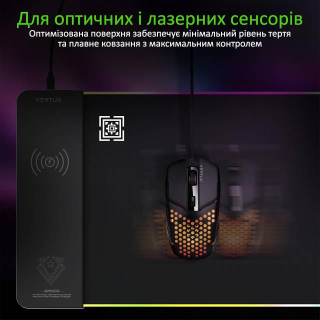 Игровая поверхность Vertux RaftPad-Qi с беспроводной зарядкой 15 Вт Black - фото 2