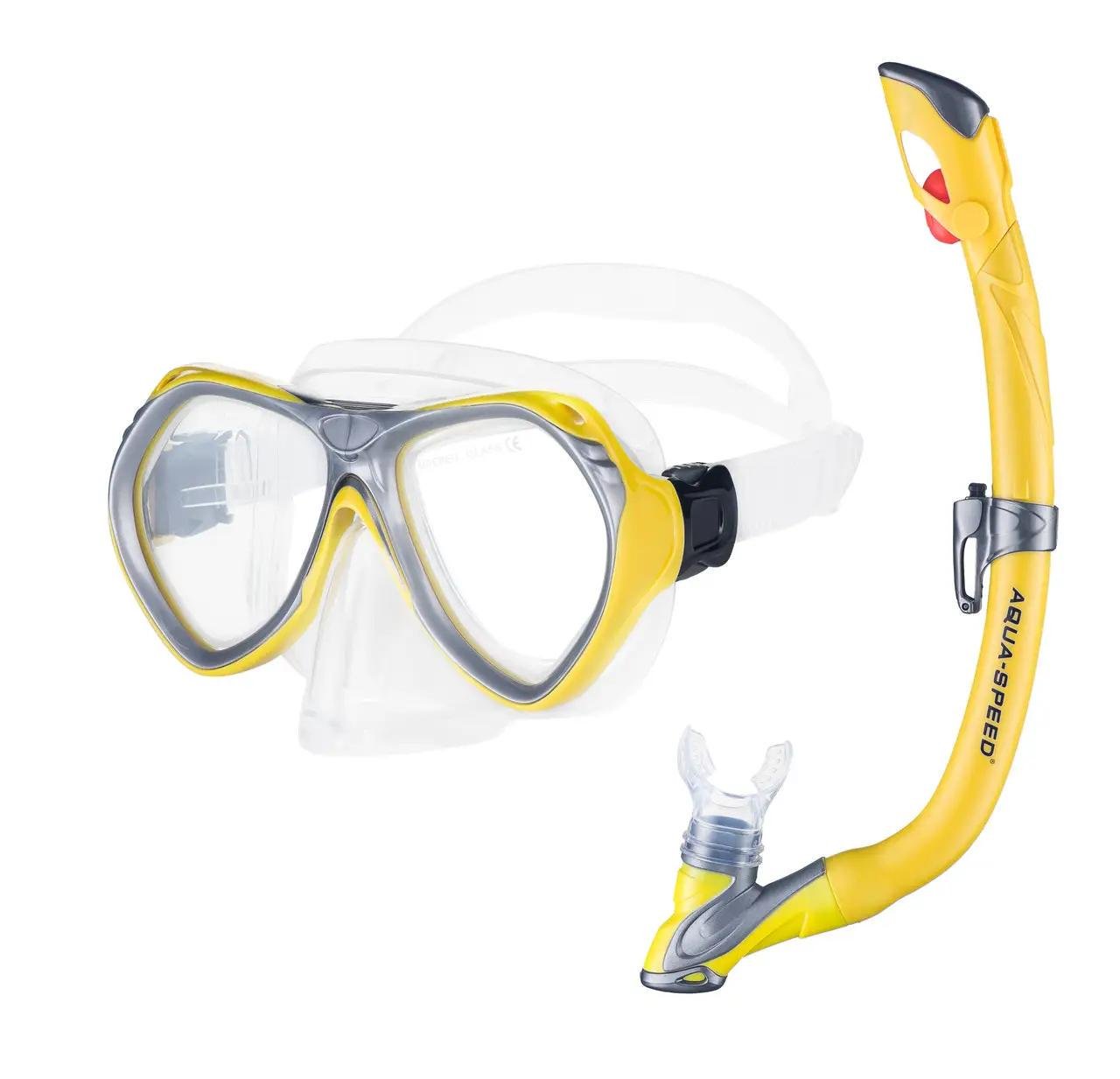 Набір маска та трубка Aqua Speed AURA + EVO 5574 OSFM Жовтий (605-18) Набір маска та трубка Aqua Speed AURA + EVO 5574 OSFM Жовтий (605-18)