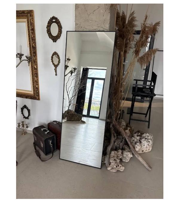 Дзеркало настінне в алюмінієвій рамі для передпокою 200х60 см Чорний (29051243) - фото 2