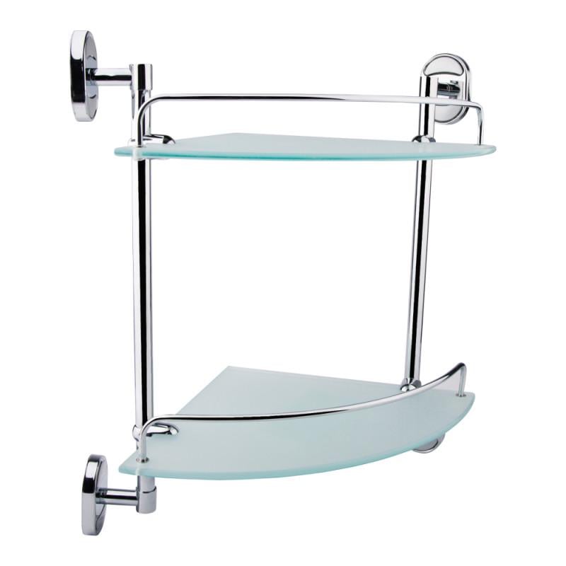 Полка стеклянная угловая 2-х ярусная Lidz (CRG)-114.10.02