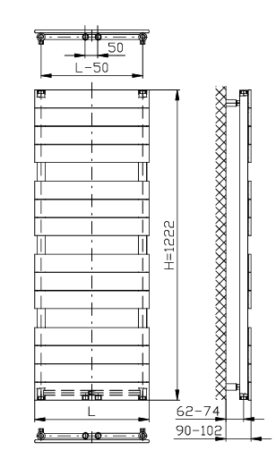 Полотенцесушитель водяной TRINNITY FLAT 612W 450/1222 мм Черный матовый (SW-108759) - фото 2 Полотенцесушитель водяной TRINNITY FLAT 612W 450/1222 мм Черный матовый (SW-108759) - фото 2