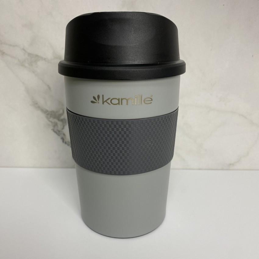 Термочашка Kamile KM-2151 з TPR вставкою із нержавіючої сталі 360 мл Сірий (2028684417) - фото 2 Термочашка Kamile KM-2151 з TPR вставкою із нержавіючої сталі 360 мл Сірий (2028684417) - фото 2