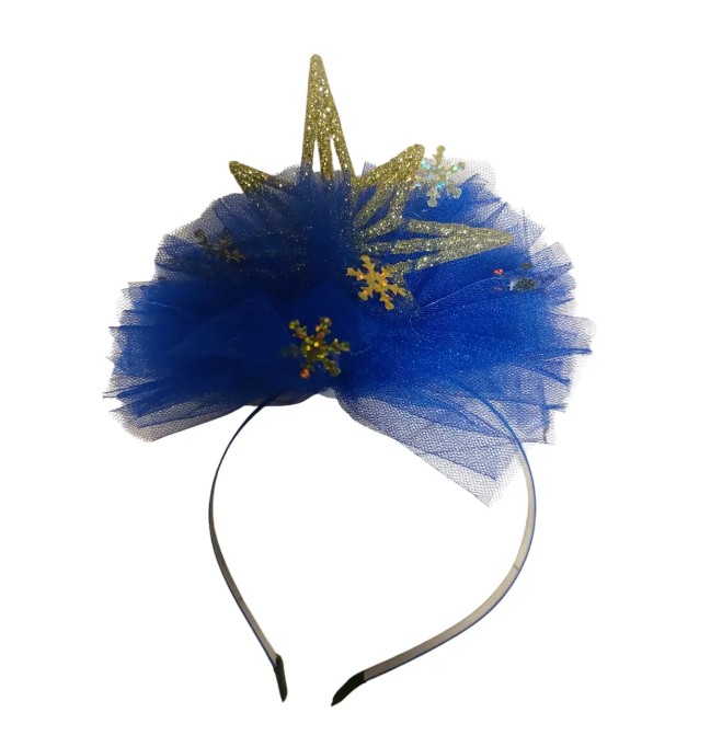 Обруч на голову новогодний One size сине-золотистый (404055)