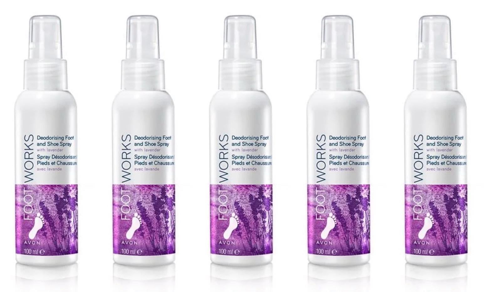 Спрей для ног Avon Foot Works с ароматом лаванды 5x100 мл