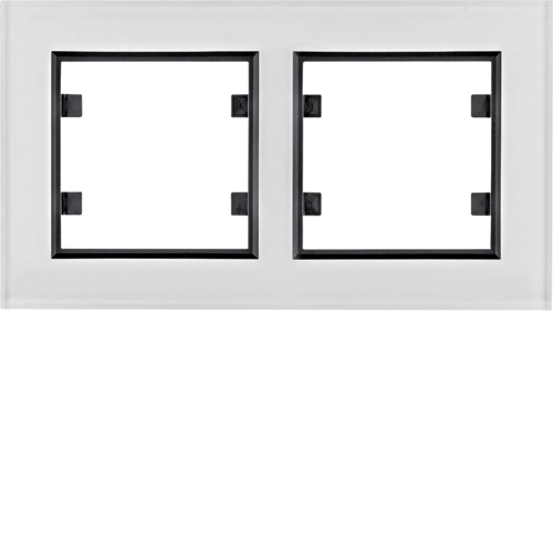 Рамка двухместная горизонтальная Hager Lumina Passion Белое стекло (WL9220)