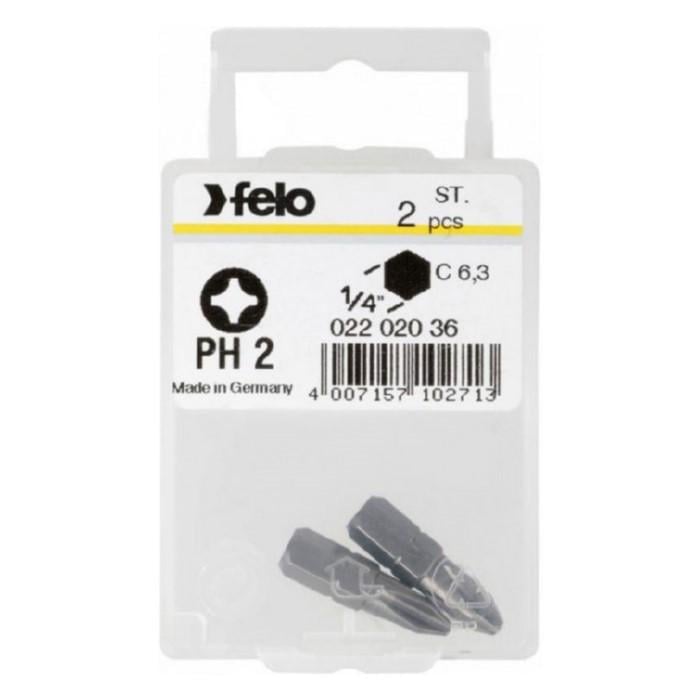 Бита Felo PH2х25 мм 1/4" С 6,3 Вox 2 шт. 02202036 (14249)