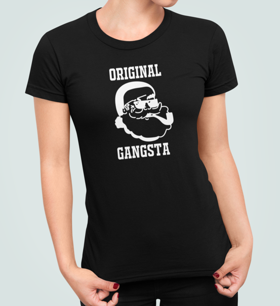 Футболка женская новогодняя Stedman с принтом Gangsta Санта XXL Черный (НГ13.1-5)