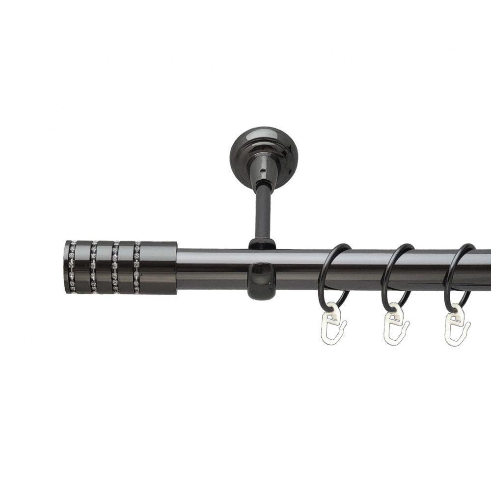 Карниз металлический Orvit Барамелла однорядный открытый/гладкая труба/кольцо металлическое Оникс 25 мм 300 см (6706541)