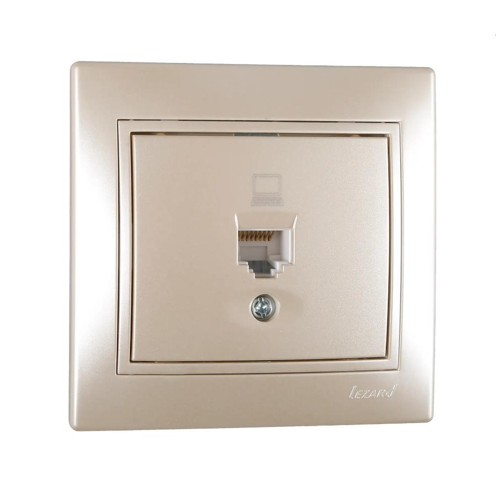 Розетка одинарная компьютерная Lezard Mira перламутр со вставкой Жемчужно-белый (00000003201)