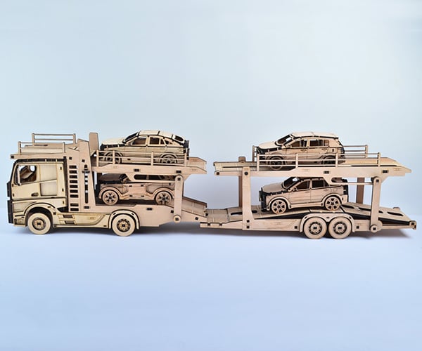 Механічний 3D пазл 3DBRT Автовоз з автомобілями 782 деталі
