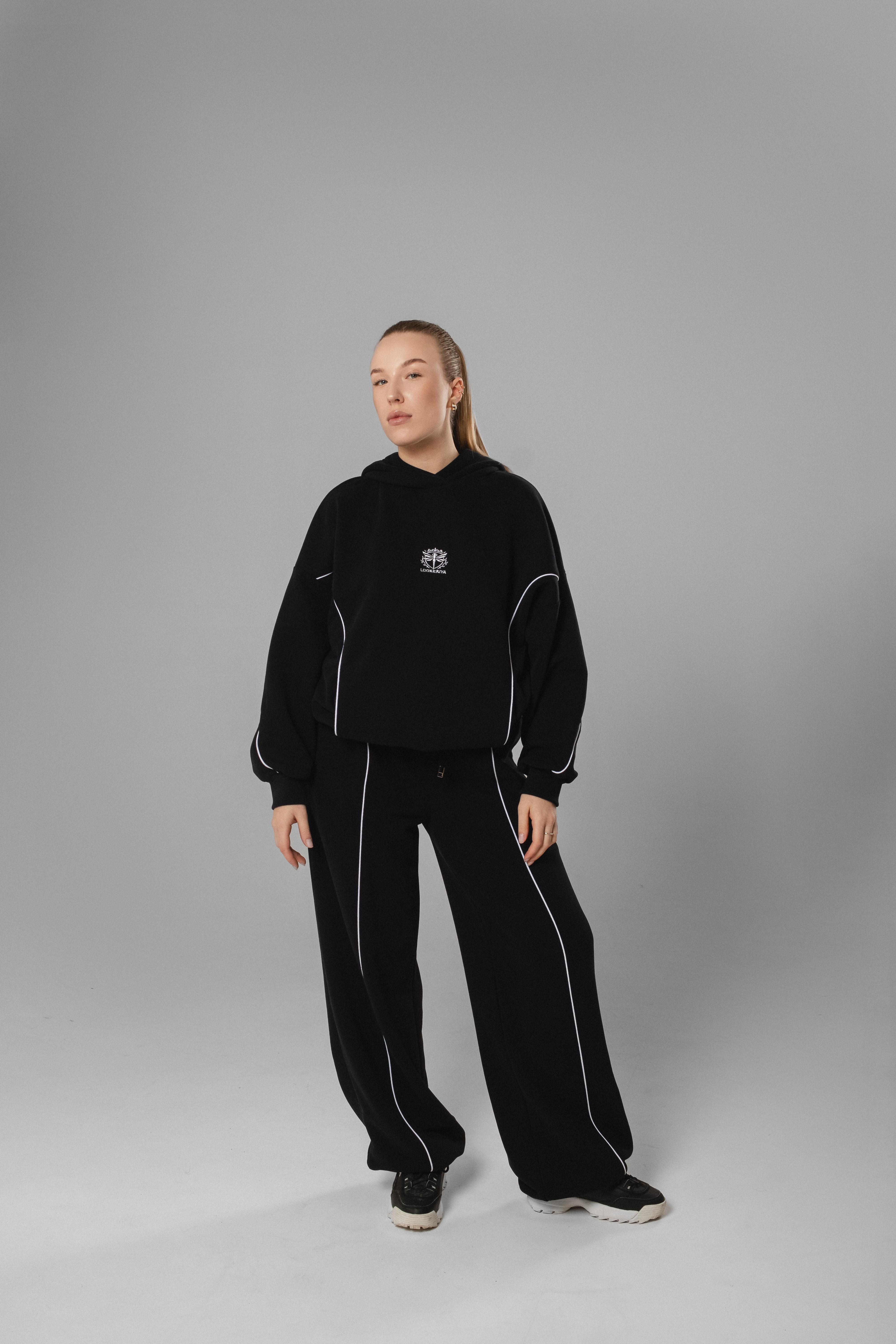 Костюм жіночий Lookeriya худі та палаццо трансформери XL Чорний/Білий (31633513)