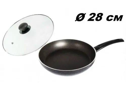 Сковорода з кришкою Unique UN-5166 з антипригарним мармуровим покриттям алюмінієва 28 см (30547386) - фото 4