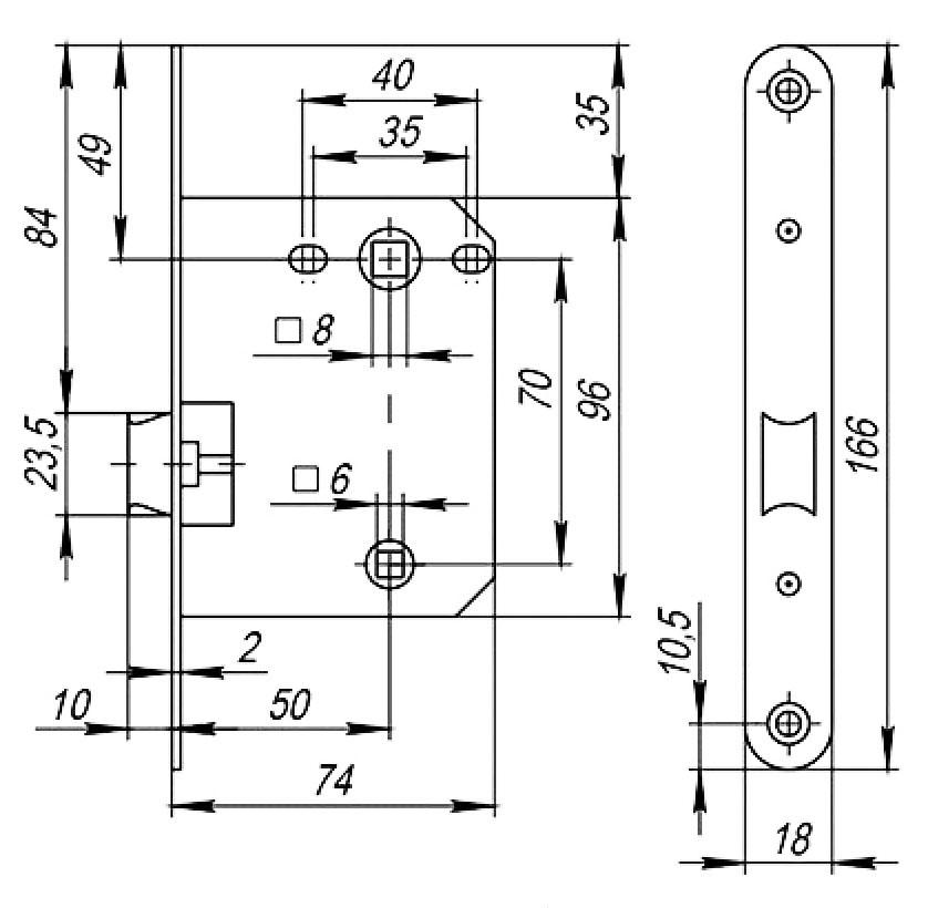 Міжкімнатний механізм USK 70x50 WC Стара бронза - фото 2