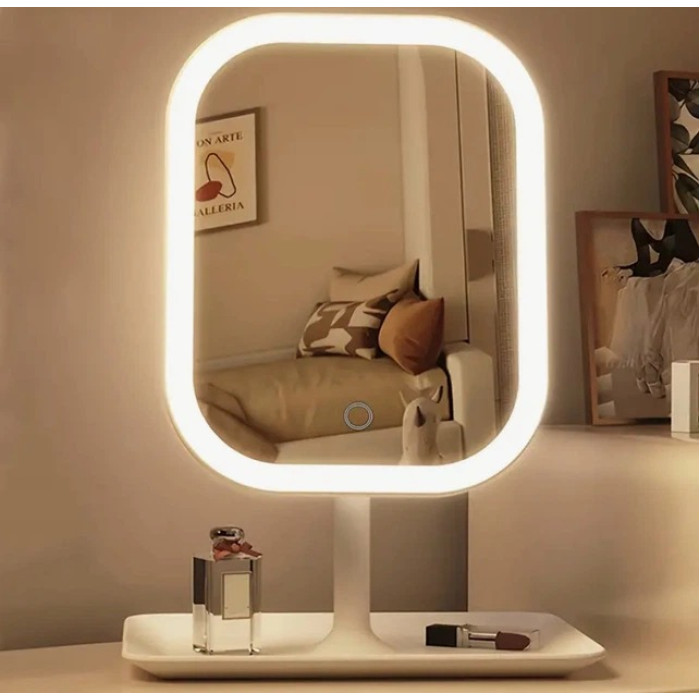 Косметическое зеркало настольное KAR192 с LED подсветкой 27х14.6х13 см Белый (36116842)