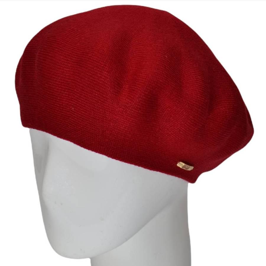 Берет женский Lirus Шанель из шерсти двойной тонкой вязки Красный