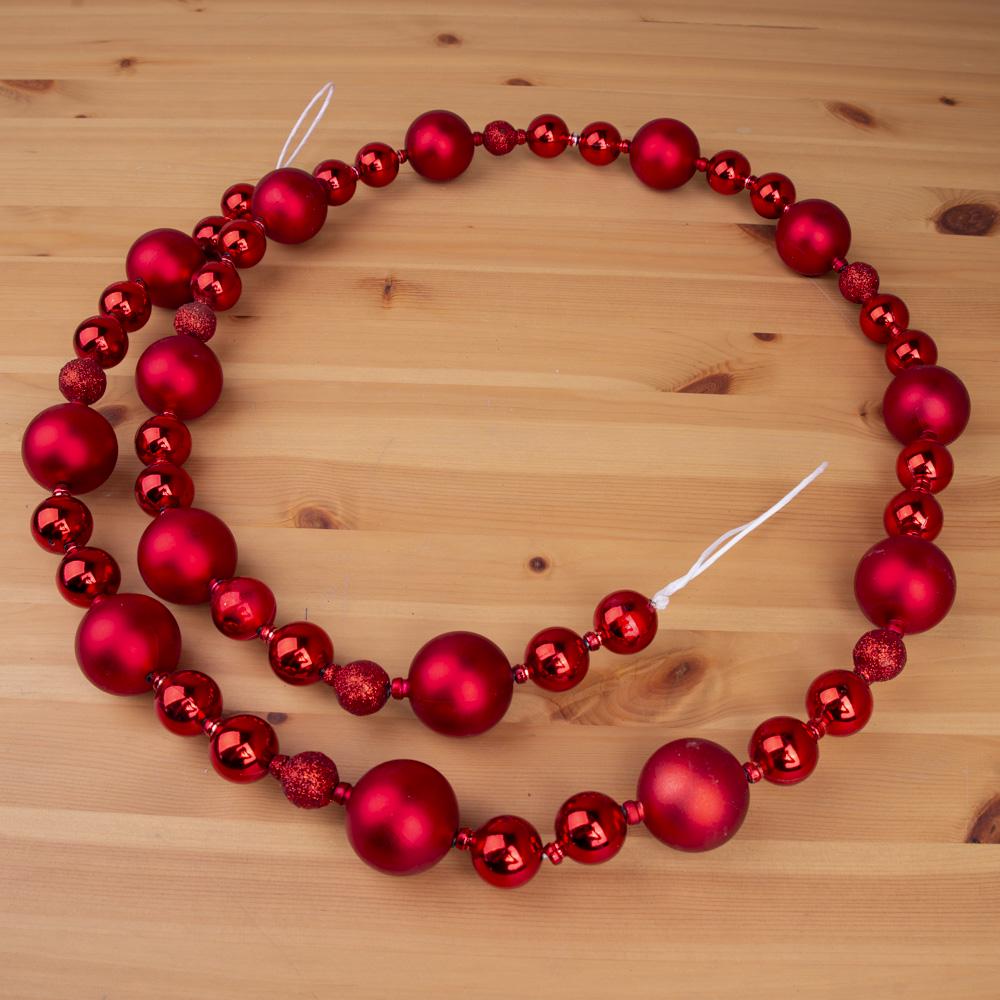 Гірлянда червоні ялинкові кулі 185 см (6338-1)