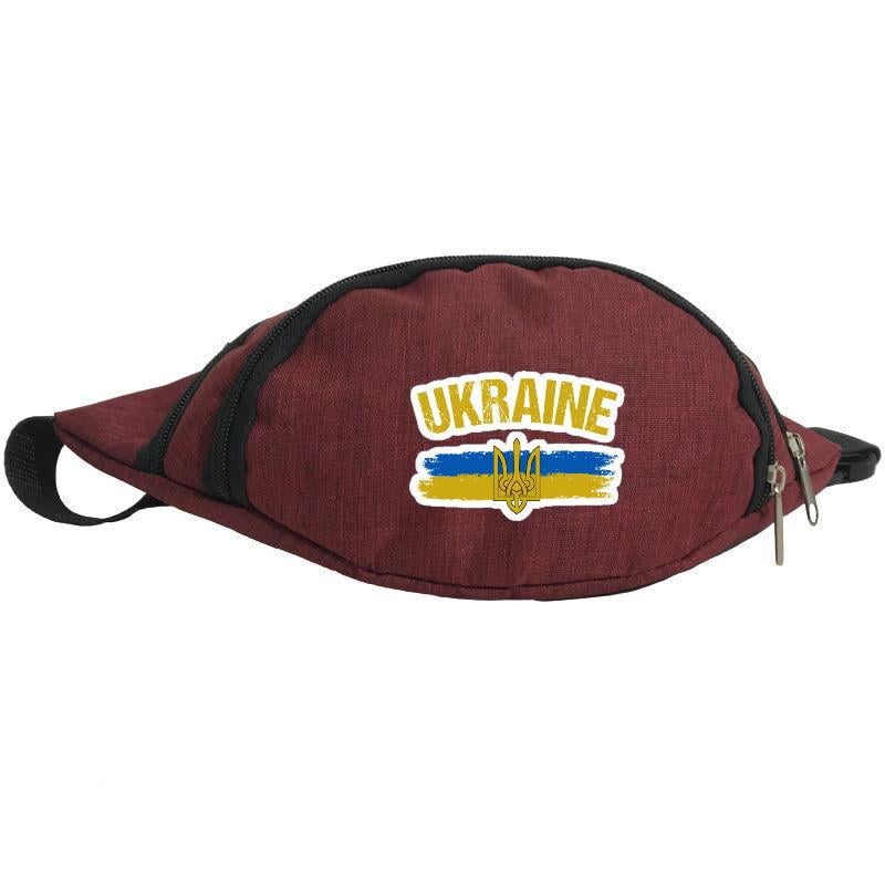 Поясная сумка-бананка Cappuchino toys с символами Украины UA-006 Бордовый (1640716887)