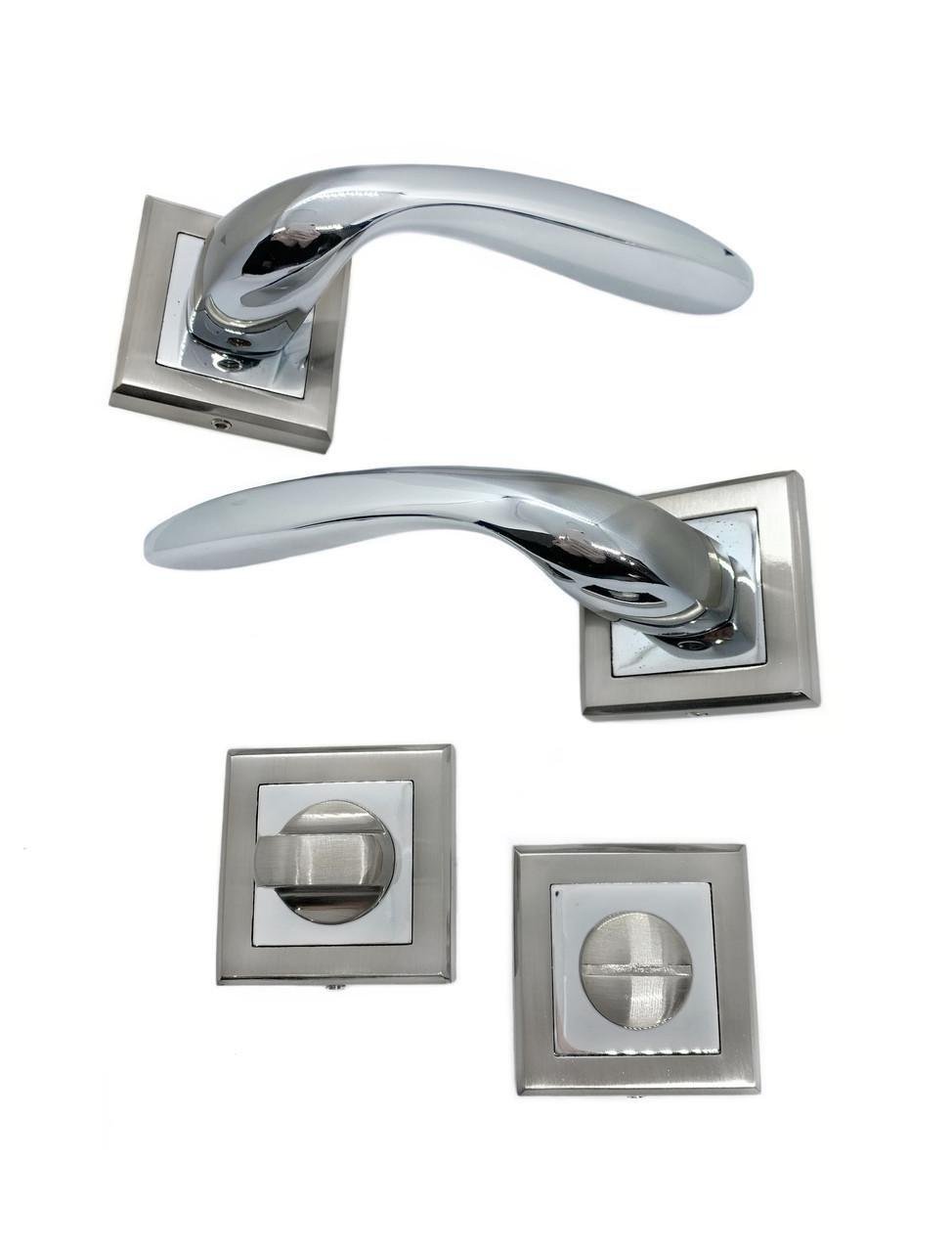 Врізний замок Vortex AS-280 SN/CP WC з ручками на розетах