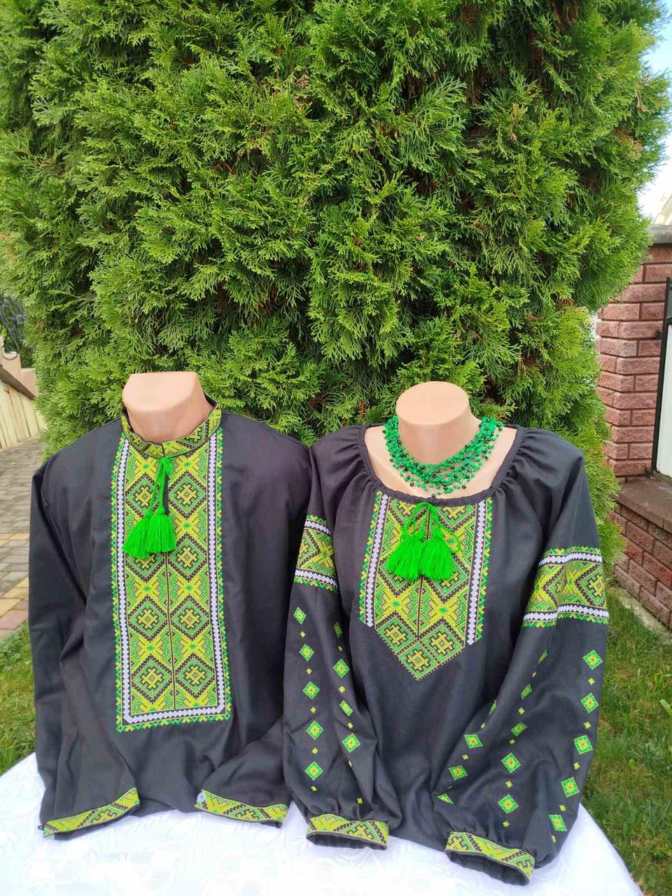 Вышиванки для пары зеленый орнамент р. 56 Черный (2900777068)