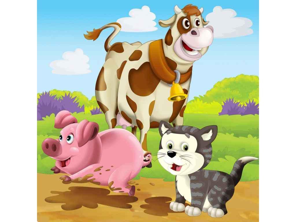 Картина по номерам Strateg Животные на прогулке 30х30 см (ES162)