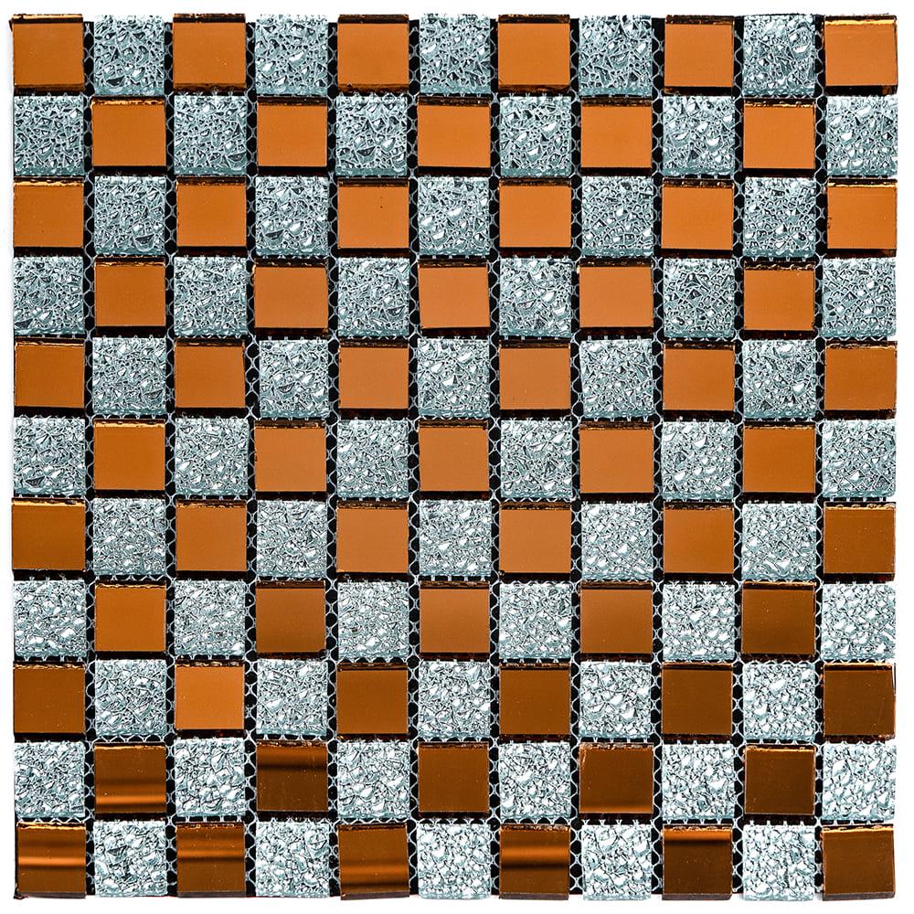 Плитка мозаика стеклянная декоративная Sticker Wall на клеевой основе 298х298х4,5 мм Серо-оранжевый (SW-00002361)