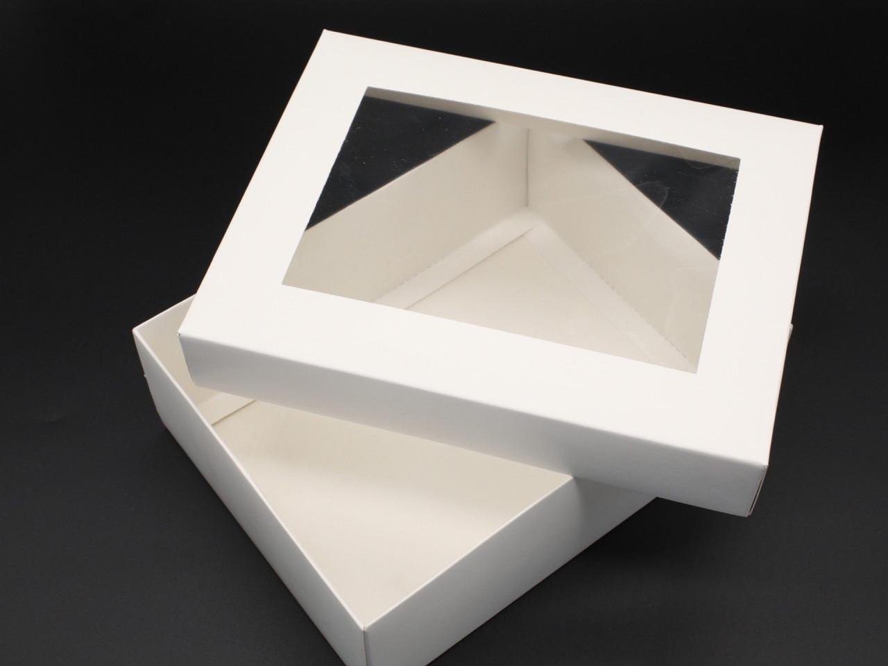 Коробка подарочная сборная с окошком на крышке 22х17х7,5 см Белый (OA-5) - фото 3 Коробка подарочная сборная с окошком на крышке 22х17х7,5 см Белый (OA-5) - фото 3