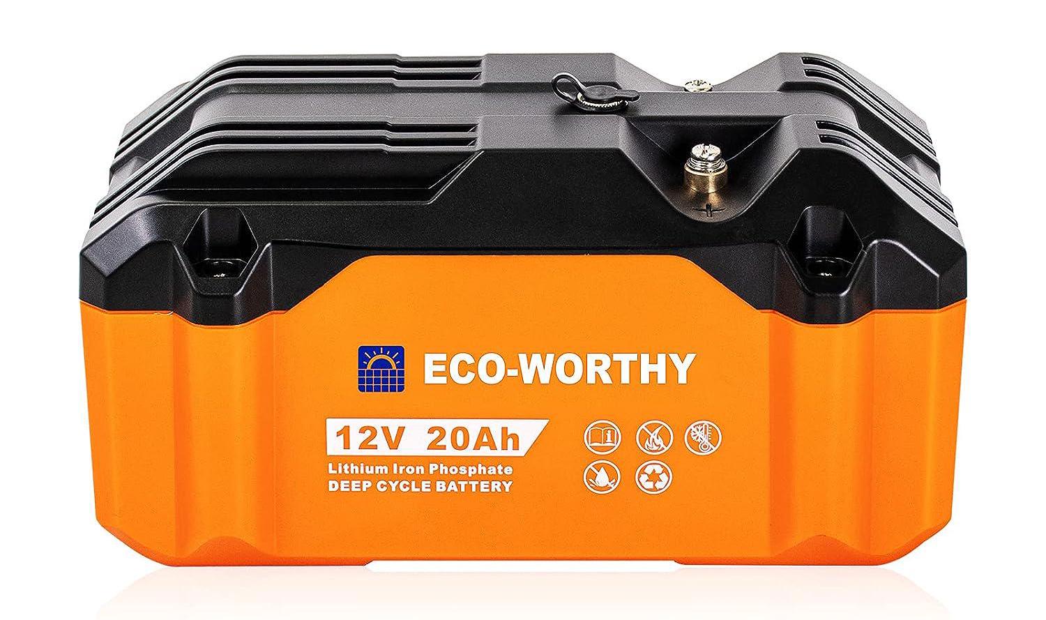 Акумулятор Eco Worthy LiFePO4 12V 20 Ah 256 Wh Чорний (000776)