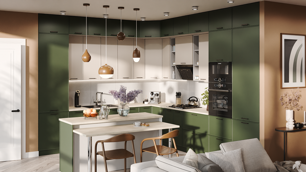 Кухня модульная Ariel Зеленый/Белый