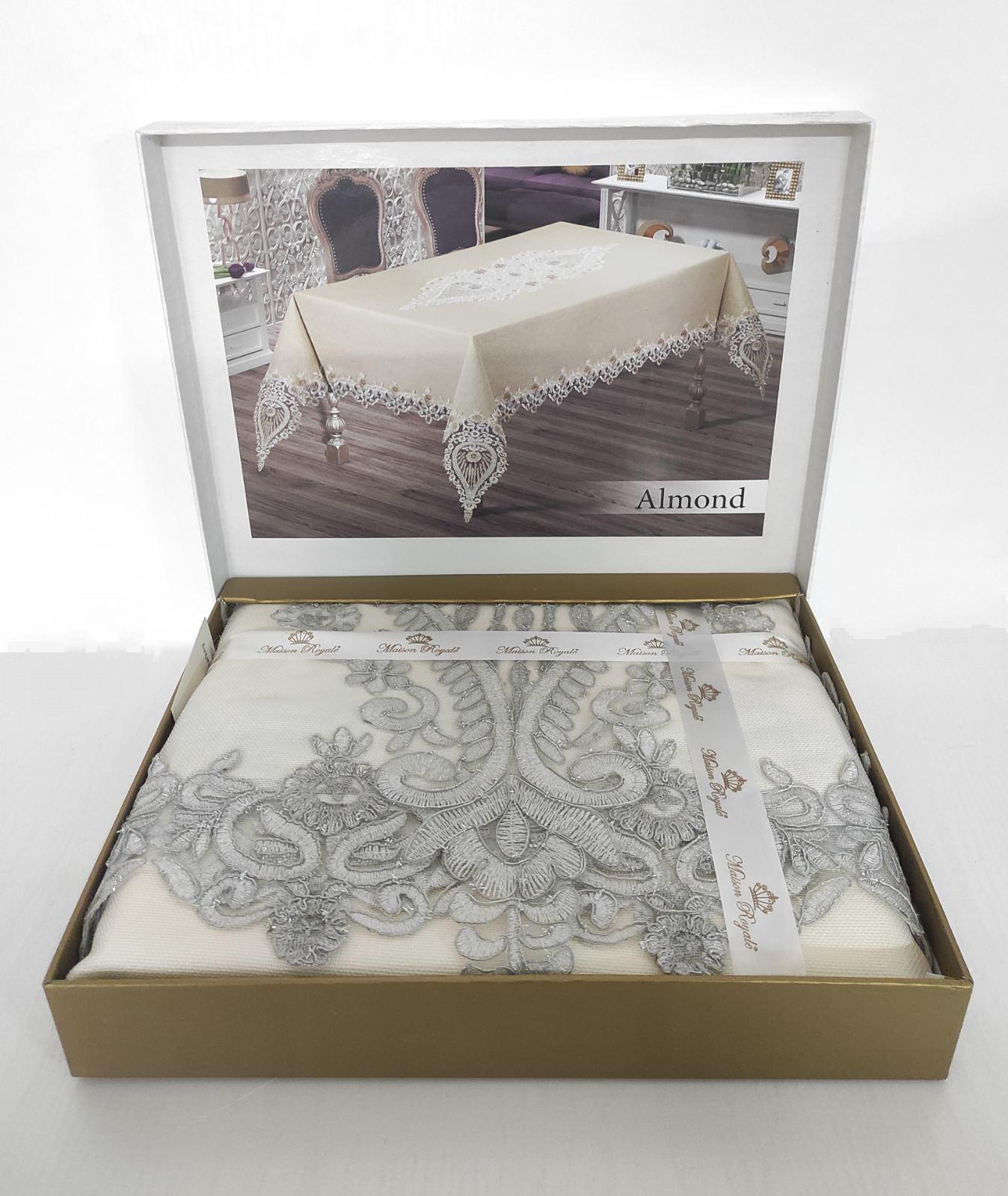 Скатерть с кружевом Maison Royale Almond 160x260 см Grey (CN26414)