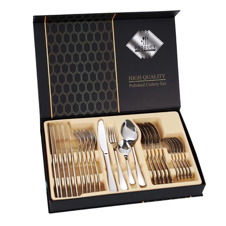 Набор столовых приборов на 6 персон 24 пр.Серебристый (3115)