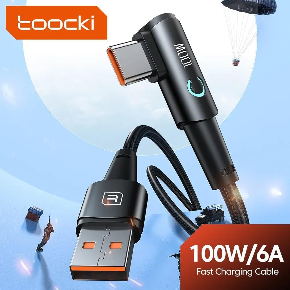 Кабель для зарядки и передачи данных Toocki 90 Degree Display 6A/100W USB Type-A to USB Type-C 1 м (556-2222) - фото 2